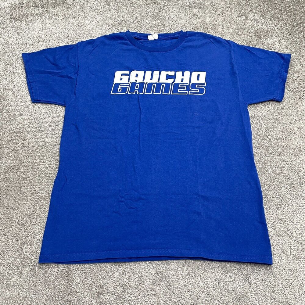 Hanes UCSB Gaucho Games Graphic T-Shirt Womens Medium Blue Crew Neck Cotton Tee